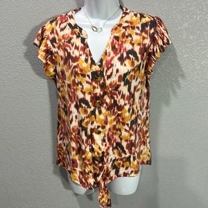 NWT Fred David tie front button down blouse.